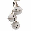 Floristik24 Bells with a star on the ribbon for hanging White L30cm 2pcs