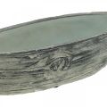 Floristik24 Plant bowl oval concrete boat wood design 37×11.5cm H10cm