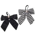 Floristik24 Checkered Fabric Bows with Brooch and Loop 24cm, Set of 2