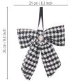 Checkered Fabric Bows with Brooch and Loop 24cm, Set of 2 | Floristik24.co.uk
