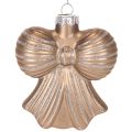 Glass Christmas Ornaments Bow Design 10cm Set of 2 in Brown Tones | Floristik24.co.uk