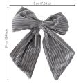 Velvet Ribbed Hanging Christmas Bows 24cm Grey and Olive Green Set of 2 | Floristik24.co.uk