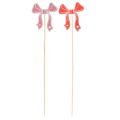 Wooden Bow Flower Picks 32cm Set of 12 in Red and Pink | Floristik24.co.uk
