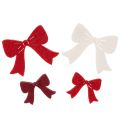 Floristik24 Decorative Wooden Christmas Bows 5cm Set in Red, White, and Bordeaux - Pack of 48