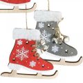 Floristik24 Pair of ice skates to hang, winter decoration, Christmas pendant, wooden decoration red / gray L50cm 4pcs