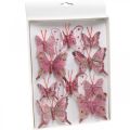 Floristik24 Deco butterflies with clip, feather butterflies pink 4.5–8cm 10pcs