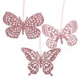 Floristik24 Deco hanger butterfly pink glitter 8cm 12pcs