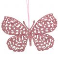 Floristik24 Deco hanger butterfly pink glitter 8cm 12pcs