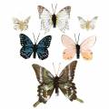 Floristik24 Deco butterfly with metal clip nature assorted H4.9cm/5.8cm/7.4cm 6pcs