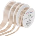 Decorative taffeta ribbon, beige, various widths, 50m | Floristik24.co.uk
