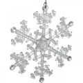 Floristik24 Decorative snowflake, winter decoration, ice crystal to hang, Christmas H10cm W9.5cm plastic 12pcs