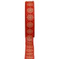Floristik24 Christmas ribbon gift ribbon snowflakes red 25mm 20m