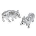 Floristik24 Pig with glitter silver 9cm 6pcs