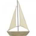 Floristik24 Decorative wooden sailboat, maritime decoration, decorative ship shabby chic, natural colors, white H29cm L18cm