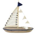 Floristik24 Decoration ship wooden sailing boat vintage with shells H22cm 2pcs