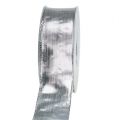 Floristik24 Gift ribbon silver with wire edge 40mm 25m