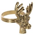 Floristik24 Gold Metal Napkin Rings with Deer Head Design, 6cm, Set of 4