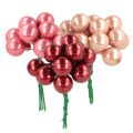 Floristik24 Mini Christmas Baubles on Wire Set Glossy Mirror Berries 20mm 140pcs