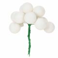 White Glass Mini Baubles on Wire, 25 mm, 140 Pieces for Floristry | Floristik24.co.uk