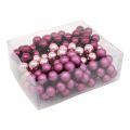 Floristik24 Mini Christmas ball pink glass mirror berries berry Ø20mm 140p