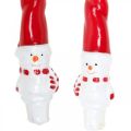 Floristik24 Tapered snowman candle Christmas red 26cm 2pcs
