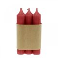 Floristik24 Bar candle red colored candles ruby red 120mm / Ø21mm 6pcs