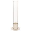 Floristik24 Modern Taper Candle Holder with Glass Cylinder and Base in Taupe, 31cm
