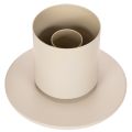 Modern Taper Candle Holder with Glass Cylinder and Base in Taupe, 31cm | Floristik24.co.uk