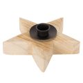 Floristik24 Wooden Star Candle Holder for Taper Candles, 16cm, Natural Wood with Black Metal