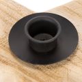 Wooden Star Candle Holder for Taper Candles, 16cm, Natural Wood with Black Metal | Floristik24.co.uk