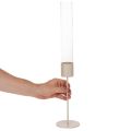 Candle Holder with Glass Cylinder on Metal Base 50cm Taupe | Floristik24.co.uk