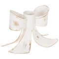 Floristik24 Candle Holder Bow Design Metal White with Gold Accents 12cm