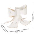 Candle Holder Bow Design Metal White with Gold Accents 12cm | Floristik24.co.uk