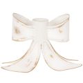 Candle Holder Bow Design Metal White with Gold Accents 12cm | Floristik24.co.uk