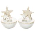 Floristik24 Ceramic Star Candle Holders White 11cm Set of 2 Indoor Christmas Decoration