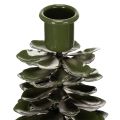Candle Holder in Green Metal