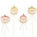 Floristik24 Wooden Pumpkin Picks with Faces, 31cm, 12-Pack – Halloween and Autumn Decoration