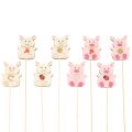Floristik24 Wooden Pig Plant Sticks 31cm, Set of 16, Multicoloured Designs