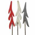 Floristik24 Decorative plugs fir red / gray / white H42cm 6pcs