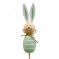 Floristik24 Flower plug rabbit wood Easter bunny green/white L34cm 4pcs