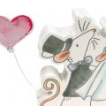 Floristik24 Decoration figure mouse pair with hearts 11cm x 11cm 4pcs