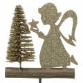 Floristik24 Deco plug reindeer and angel with fir tree gold glitter wood H45cm 3pcs