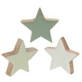 Floristik24 Wooden Star Decoration Set 5cm Mint Green and White 9 Pieces