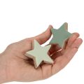 Wooden Star Decoration Set 5cm Mint Green and White 9 Pieces | Floristik24.co.uk