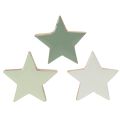 Wooden Star Decoration Set 5cm Mint Green and White 9 Pieces | Floristik24.co.uk