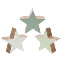 Floristik24 Wooden Star Decoration Set, 10cm, Mint Green and White, Indoor Use