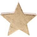 Wooden Gold Star Ornament - Set of 3, 10cm Diameter | Floristik24.co.uk