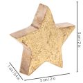 Wooden Decorative Star with Gold Coating 5cm - Set of 9 for Table Decoration | Floristik24.co.uk