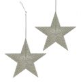 Floristik24 Star silver for hanging 11cm L19cm 6pcs