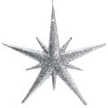 Floristik24 Glitter star for hanging Silver 13cm 12pcs